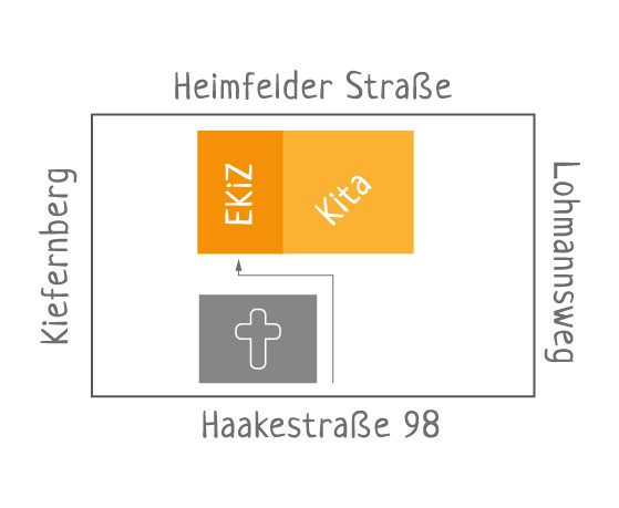 Das EKiZ befindet sich hinter den Gemeinderäumen St. Petrus.